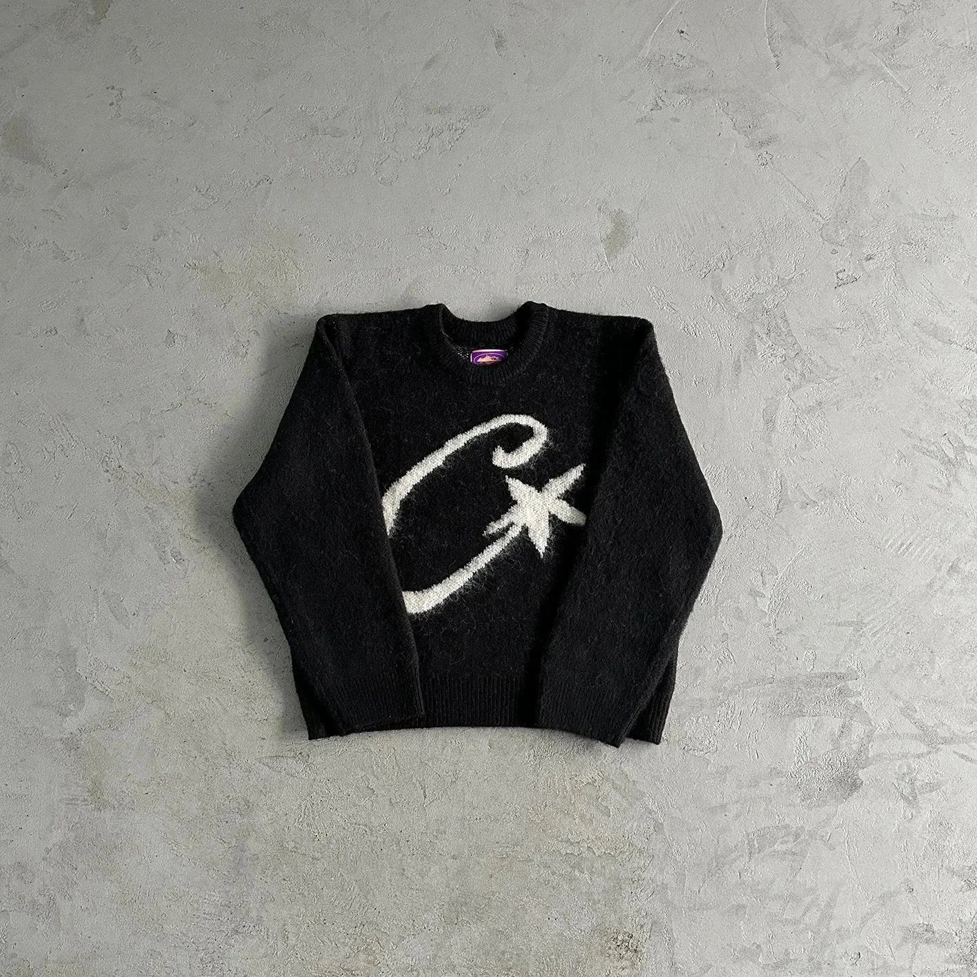 Corteiz C Star Mohair Knit Sweater 'Black'
